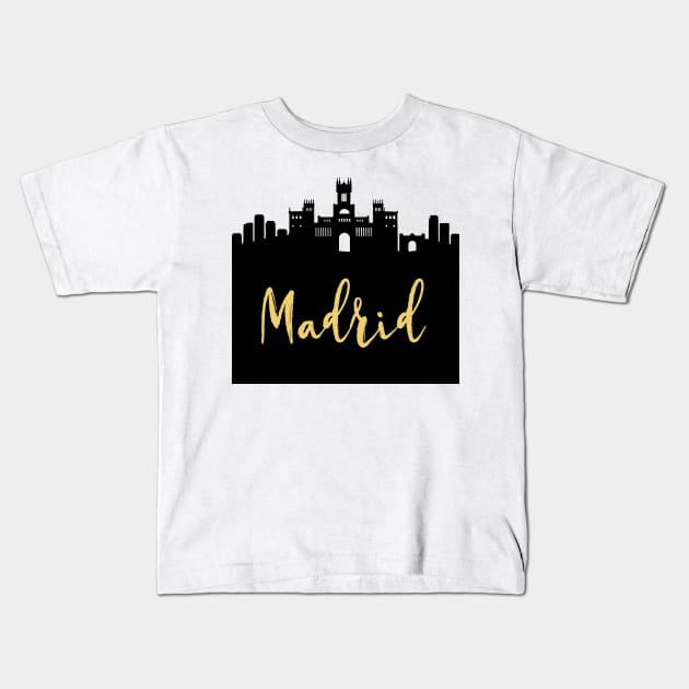 MADRID SPAIN DESIGNER SILHOUETTE SKYLINE ART Kids T-Shirt by deificusArt